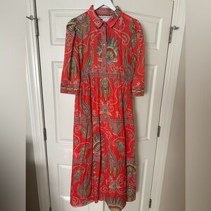 Orange Paisley Long Sleeve Maxi Dress - Gretchen Scott